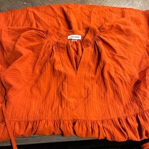 ***SOLD-***Calvin Klein Textured Orange Top